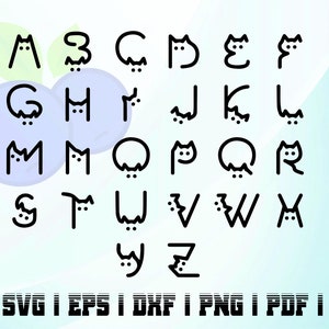 cat font svg png alphabet instant download