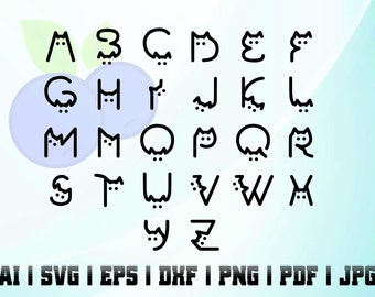 gato fuente svg png alfabeto descarga instantánea