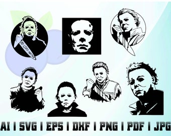 michael myers svg silhouette bundle kit png halloween scary movie horror instant download