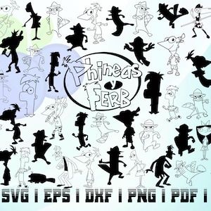 50+ phineas and ferb svg silhouette bundle kit cricut instant download