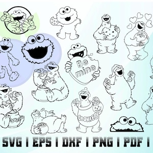 Cookie Monster svg Umriss Bundle Kit sofortiger Download