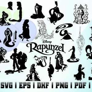 26 rapunzel princess svg silhouette bundle kit instant download