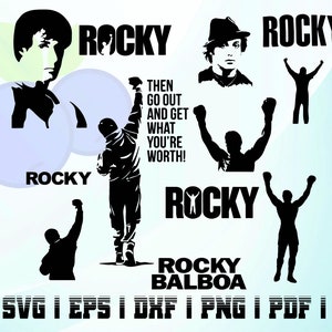 rocky balboa svg silueta paquete kit descarga instantánea