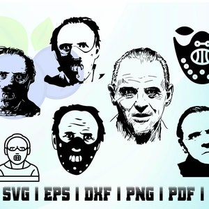 hannibal lecter svg silhouette horror movie halloween party bundle mask instant download