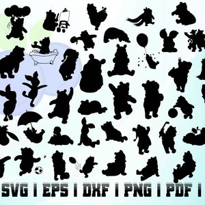 50 winnie l'ourson svg silhouette bundle téléchargement instantané