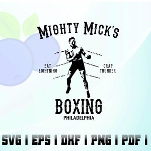 poderoso mick's boxing svg silueta png paquete descarga instantánea