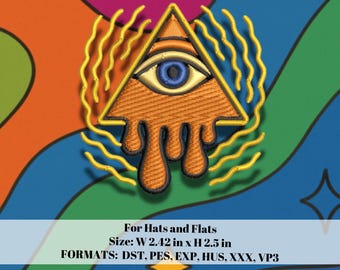 Pyramid Eye Embroidery Design, Third Eye (Digital Download)