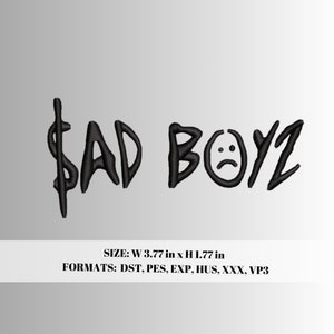 Sad Boyz Junior H embroidery design, made for hats and flats.