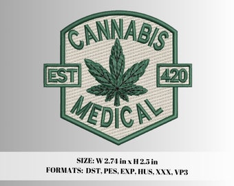 Cannabis Medical Weed  embroidery design, made for hats and flats.