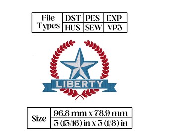 American Liberty Embroidery Design, 4th of July Star (Digital Download)