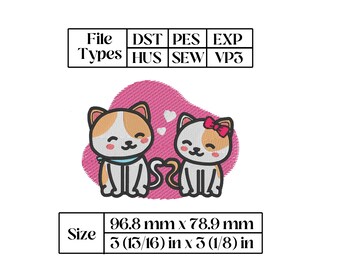 Loving Cats Embroidery file 6 different files
