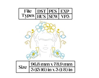 Frida Kahlo embroidery design 6 different embroidery files