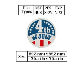 4th of July Embroidery Design, Patriotic Independence Day (Digital Download)