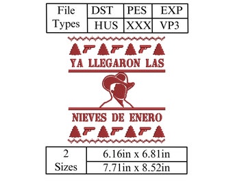 Chalino Sanchez ya llegaron las nieves de enero embroidery design file ugly christmas sweater