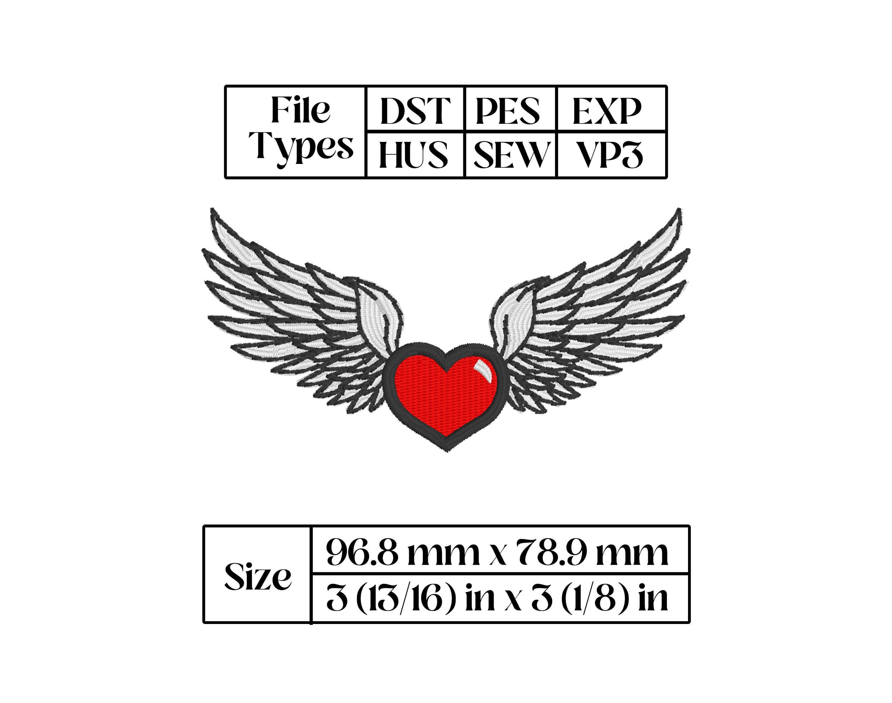 Heart With Wings Embroidery Design 6 Different Embroidery Files Etsy