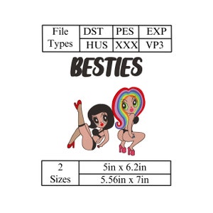 Karol G Besties. 6 embroidery file types pes, dst, exp, hus, xxx, vp3