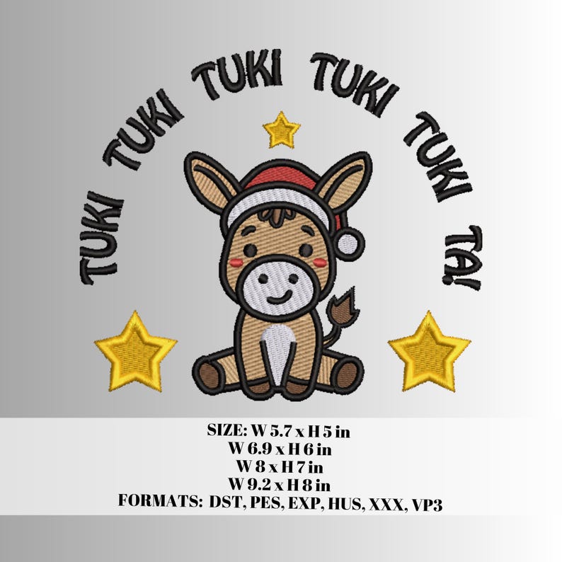 Tuki Design Tuki Tuki Ta Embroidery File Hoodie Sweater Christmas Donkey Burro Mi ...