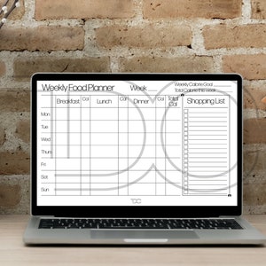 Cyfrowy tygodniowy planer żywności, premium, do pobrania, hiperłącze pdf, Goodnotes, Planer na iPada, Planner i notability. Czcionka Sans Serif