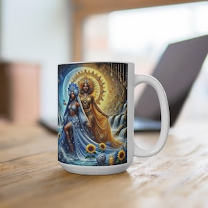 Mug Yemaya & Oshun Art de la déesse divine, cadeau spirituel pour l&#39;émancipation, 15 oz