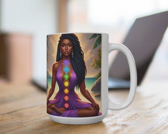 Chakra Goddess Coffee Mug: Elegant Energy Alignment, 15oz
