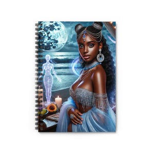 Spiral Notebook Ruled Line Journal - Celestial Caribbean Goddess Ancestor Veneration
