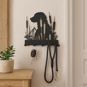 Labrador Retriever Metal Leash & Key Holder | 8&quot;x8&quot; Dog Wall Hook | Rustic Farmhouse Dog Decor | Lab Dog Gift | MK Creations 247