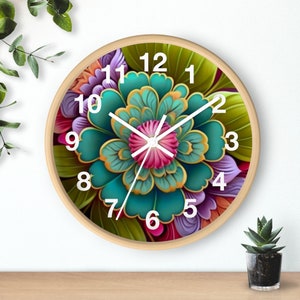 Horloge murale florale de jardin doré