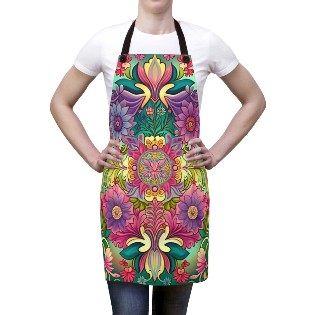 Apron Original floral Unique Abstract Artwork Apron, Retro Design ...