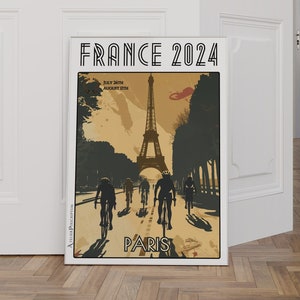 Paris France 2024 Cycling Poster - Sports Spirit Games - Cycling Events