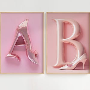 Poster personalizzato con lettere dell'alfabeto - Lettering o iniziale per unità a scelta - Tipografia con tacchi alti - Decorazione murale chic e glamour
