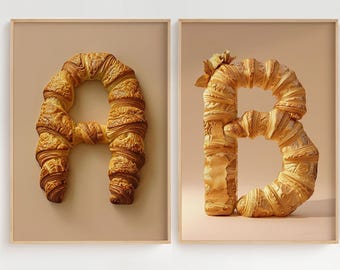 Gepersonaliseerde letterposter – Kies je initiaal – Artistiek halvemaanvormig alfabet – Chique en heerlijke wanddecoratie