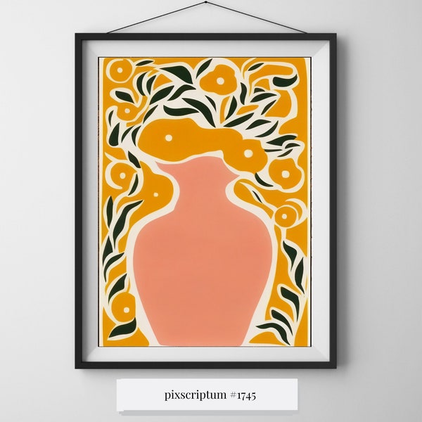 Affiche décorative d'un vase abstrait - Poster Végétal aux tons vifs - Collection "La dame au vase" pour pèle mele - pixscriptum #1745