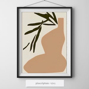 Póster impreso - Ilustración de un Busto de Mujer - Estampa en tonos naturales de la Colección "La dame au vase" - pixscriptum #1703