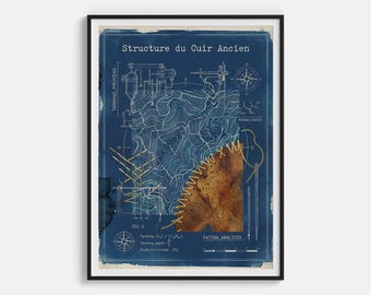 Struttura della pelle Arte antica - Topografia della pelle e poster con texture microscopica - Decorazione murale con profumo maschile Stampa di materiale astratto