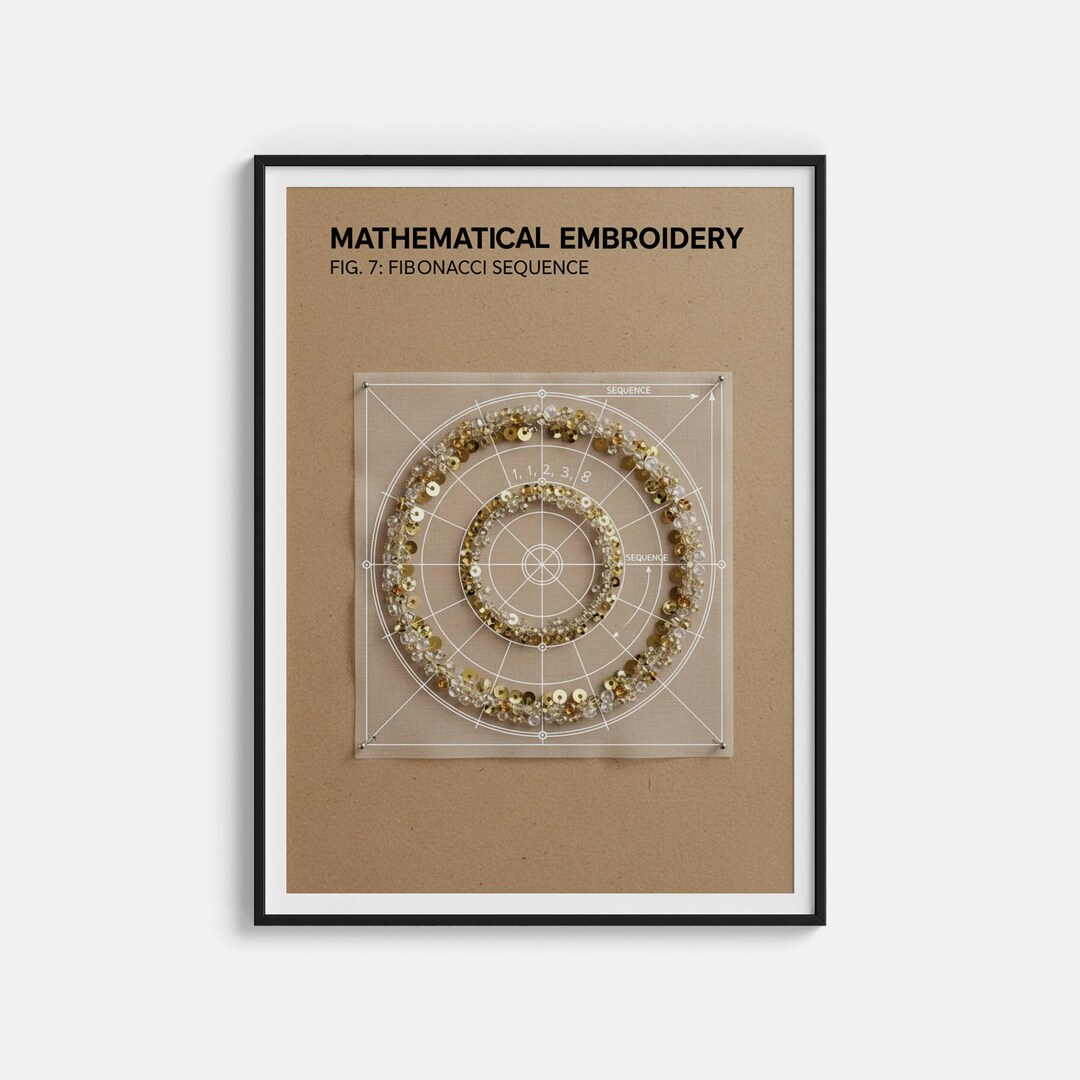 Math Embroidery Mathematical Embroidery Poster - Fibonacci Sequence Embroidery Pattern ...