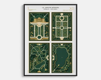 Stampa artistica astratta Le Jardin Binaire - Poster frattale concettuale digitale sulla natura e la matematica - Decorazione murale con piante algoritmiche e arte scientifica