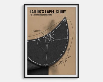 Poster macro Le Col Tailleur - Stampa con texture in tessuto con risvolto in primo piano estremo - Decorazione murale con dettagli di un abito da uomo, arte sartoriale