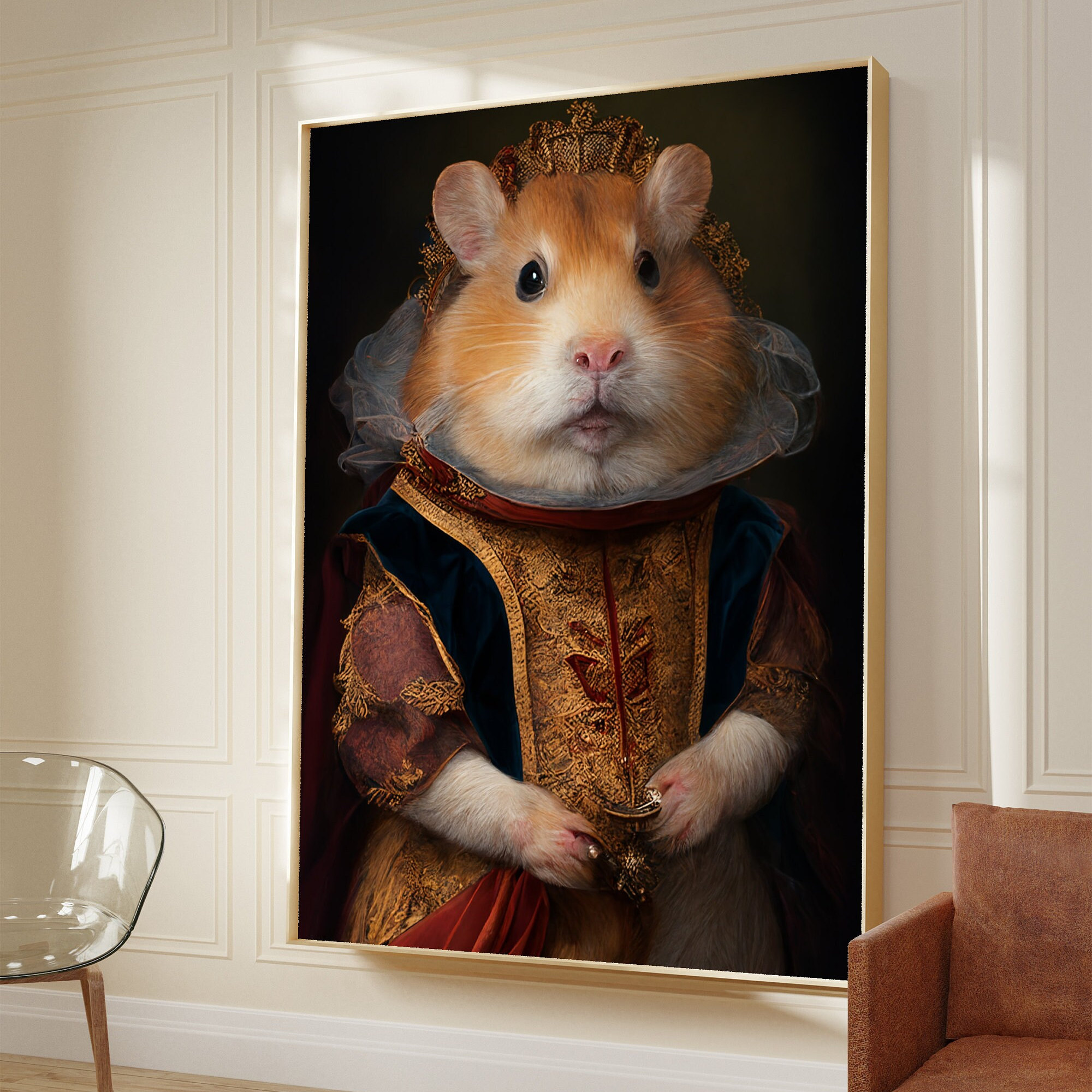 Hamster Portrait: Whimsical Wall Decor, Humorous Animal Art Print
