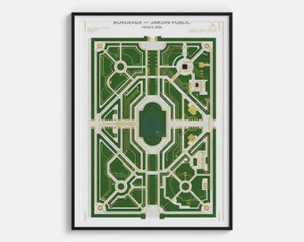 Stampa artistica Jardin Public Bordeaux - Poster con paesaggio teatrale maestoso e specchio d'acqua - Decorazione murale della città di Bordeaux, stampa romantica con giardino