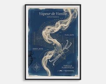 Stampa profumata al vapore di vaniglia - Poster con aroma dolce e fumo di vaniglia Fluid Dynamics - Decorazione murale con fragranza gourmet per la cucina
