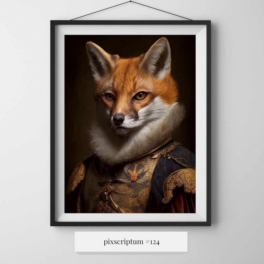 Fox Vintage Portrait Renaissance Animal Painting Altered - Etsy