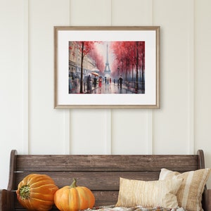 Paris in Autumn, oil painting effect, unframed print, wall art, travel print, Home Decor, Office print, Europe, Eiffel Tower