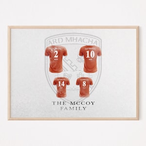 Armagh GAA Family Jersey Custom Watercolour Print, Personalised, Unframed Print, Gift, Watercolor Wall Art Bedroom Home, Digital
