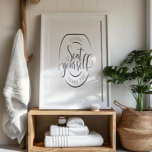 Arte imprimible para el baño, letreros para el baño, decoración del baño, impresión divertida, arte imprimible, decoración de granja, arte de pared grande, arte imprimible
