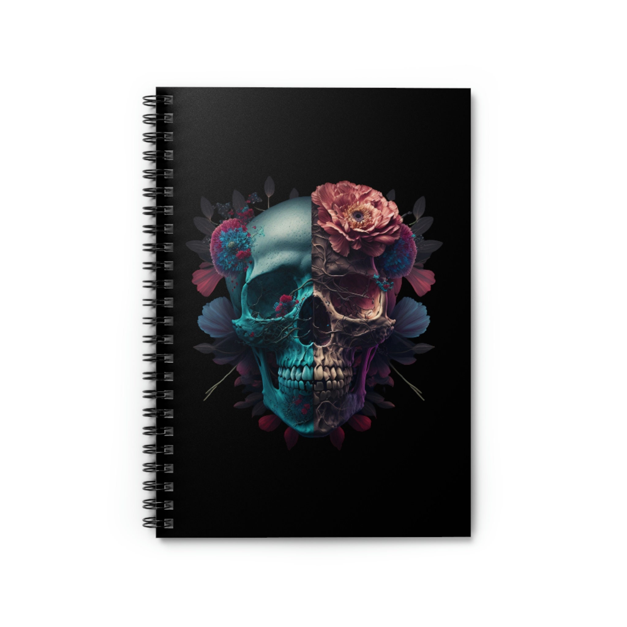 Spiral Notebook: Skull And Dahlias Skull And Dahlia Art - Etsy