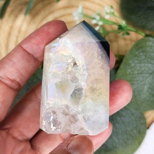 Angel Aura Quartz Druzy Agate Tower Rainbow Aura Quartz Points #AAT6