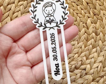 Marcapáginas comunión archivo STL imprimir 3D niño y niña para añadir nombre y fecha