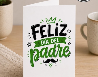 Printbare Feliz Día del Padre Vaderdagkaart – Direct te downloaden (PNG, JPG) | Wenskaartsjabloon (Spaans)