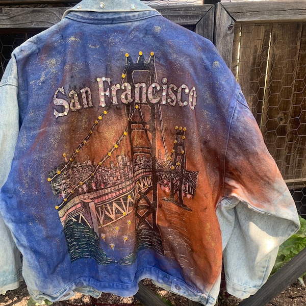 Airbrush Jean Jacket Etsy