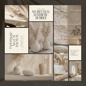 Faceless Instagram Stock Photo Bundle (No Model), 50 Neutral Luxury Aesthetic Social Media Photos, Digital Feminine Photos, Soft Life Era